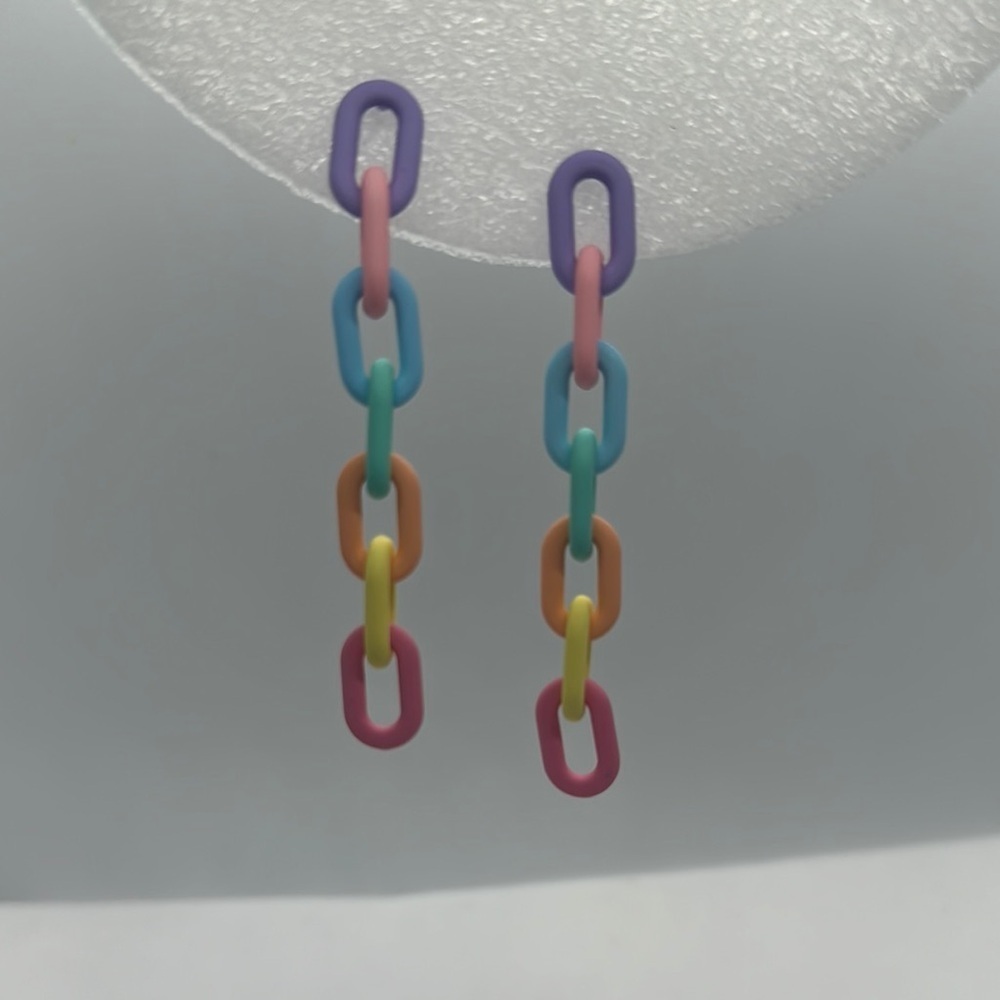 Handmade Pastel Acrylic Chain Earrings - Funky Y2K Style